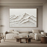 white Snow mountain painting white textured wall art white plaster art