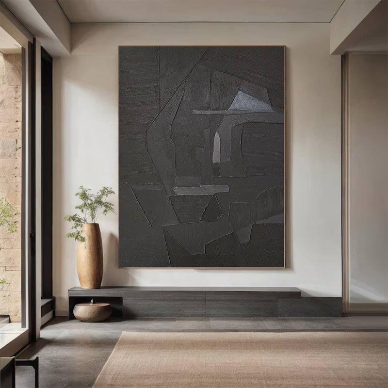 Black wall art Black textured wall art Black Arch Wall Art painting Large Black abstract wall art