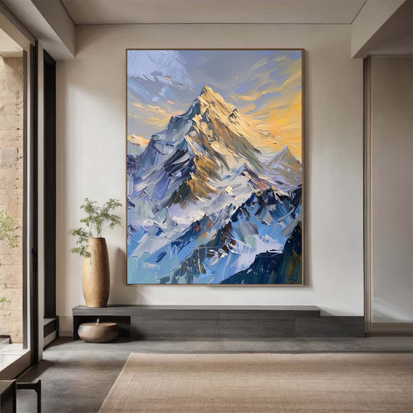 Snow mountain painting Large blue Snow mountain Abstract Painting mountain landscape painting