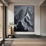 Black Snow mountain painting Black Snow mountain Abstract Painting Black mountain landscape painting