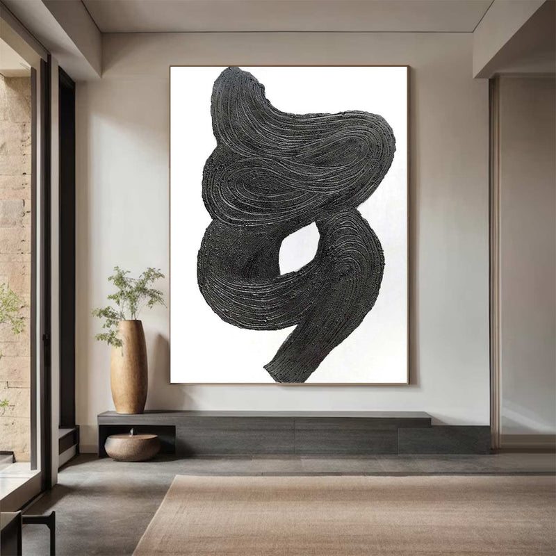 Black and white Painting Black and white wall art Black and white 3D textured wall art