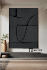 Black Textured Wall art Wood carving wall art Black Sculptured art Painting Black sculptured minimalist art Customized colors