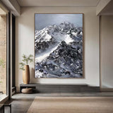 Black and White Snow mountain painting Snow mountain Abstract Painting Black and White mountain landscape painting