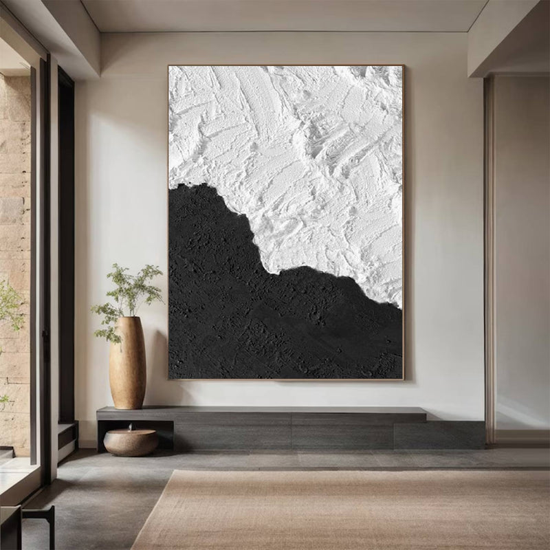 Black and white Abstract art Black and white Painting Black and white wall art Black and white 3D textured wall art