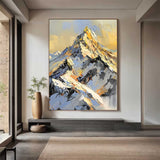 golden Snow mountain painting Snow mountains artwork mountain landscape painting.