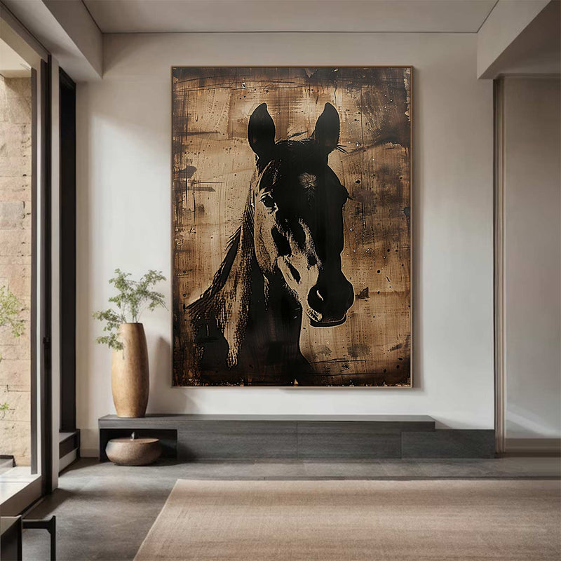 Horse oil painting brown horse painting Animal Painting horse head painting brown horse head painting