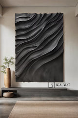 Wood Wall decor Black sculpture Wall art Black Wood carving wall art