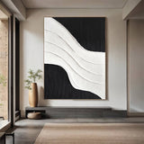 Black and white 3D Textured Painting Large Black and white Abstract Painting Black and white Minimalist art