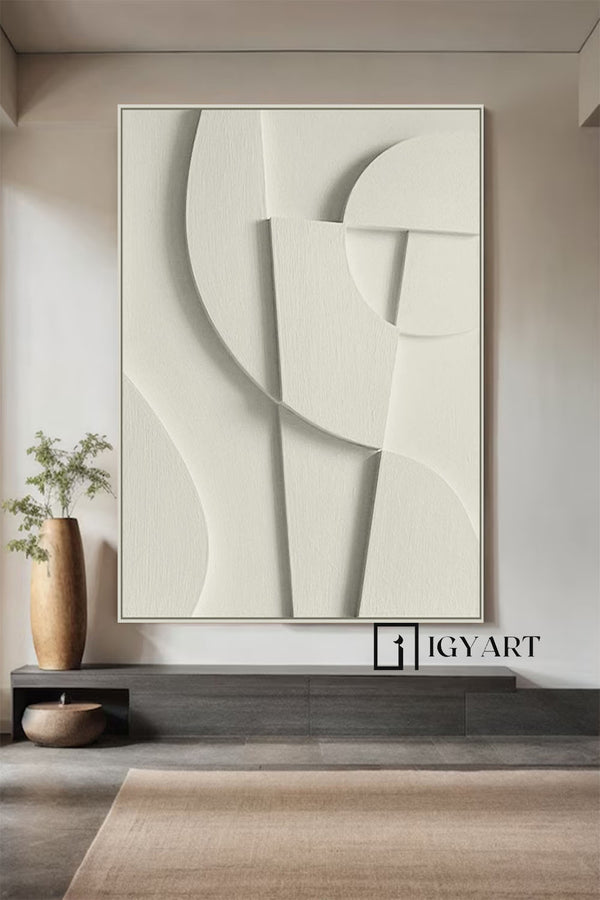 White Textured Wall art Wood carving wall art White Sculptured art Painting White sculptured minimalist art Customized colors