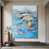 Koi Fish Oil Painting Goldfish Original Fine Art Animals Oil Artwork Fish Wall Art Decor