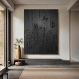 Black textured wall art Black Textured Painting Contemporary Black Abstract Painting