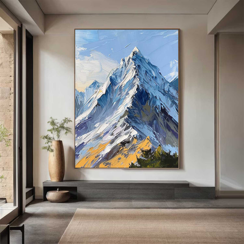 Snow mountain painting Large blue Snow mountain Abstract Painting mountain landscape painting