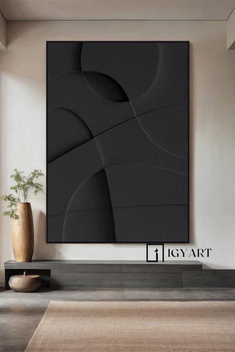 Wood carving wall art Black Textured Wall art Black Sculptured art Painting Customized colors