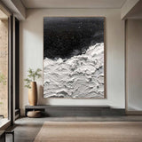 Black and white 3D Textured Painting Black and white 3D Minimalist Painting Large Black and white Abstract Painting