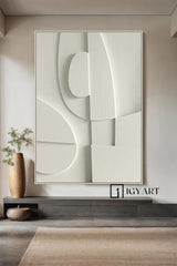 White sculptured minimalist art Customized colors Wood carving wall art White Textured Wall art White Sculptured art Painting