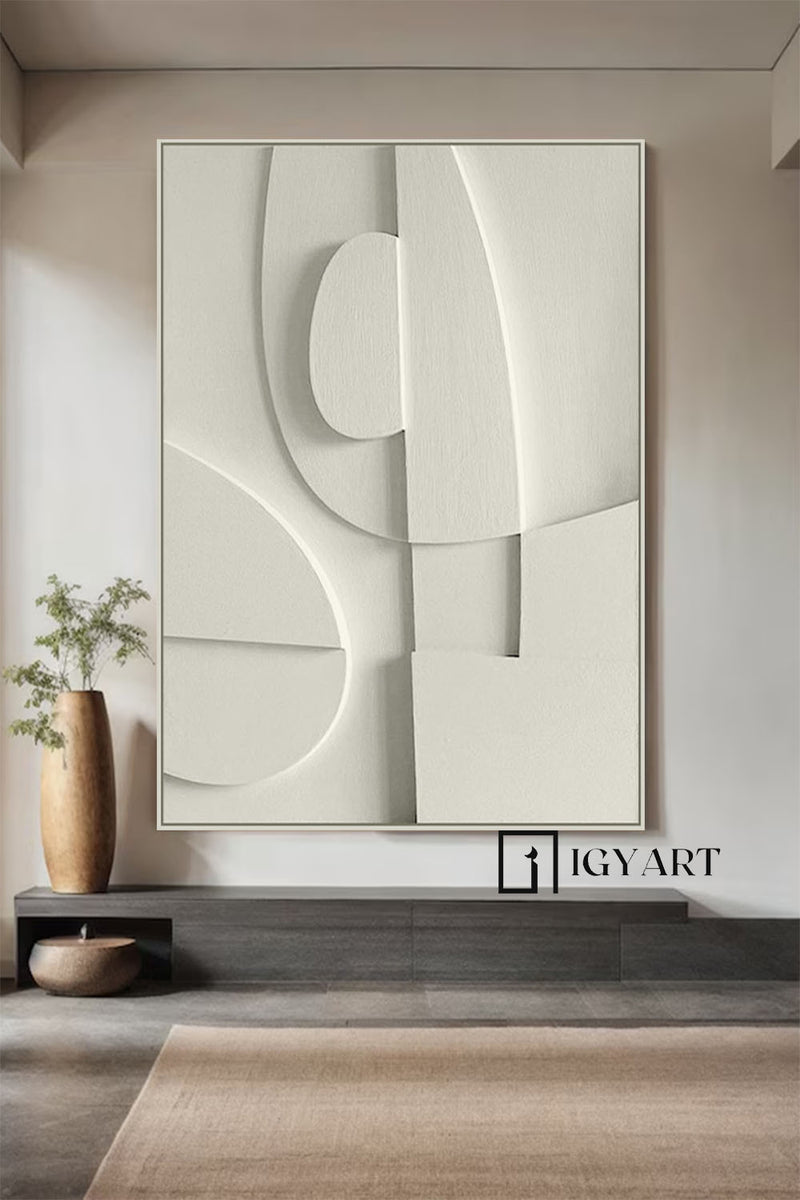 White sculptured minimalist art Customized colors Wood carving wall art White Textured Wall art White Sculptured art Painting