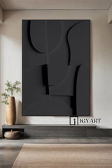 Wood carving wall art Black Textured Wall art Black Sculptured art Painting Customized colors