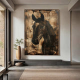 Horse oil painting, brown horse painting, horse head painting, brown horse head painting