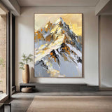 golden Snow mountain painting Snow mountains artwork mountain landscape painting.