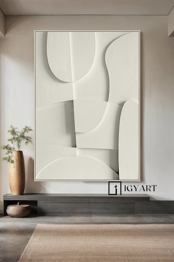 Customized colors Wood carving wall art White Textured Wall art White Sculptured art Painting White sculptured minimalist art 