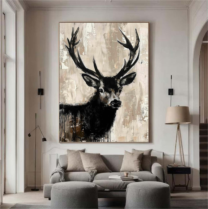 Deer wall decor Deer Canvas Wall Art Deer Abstract Painting Deer Painting