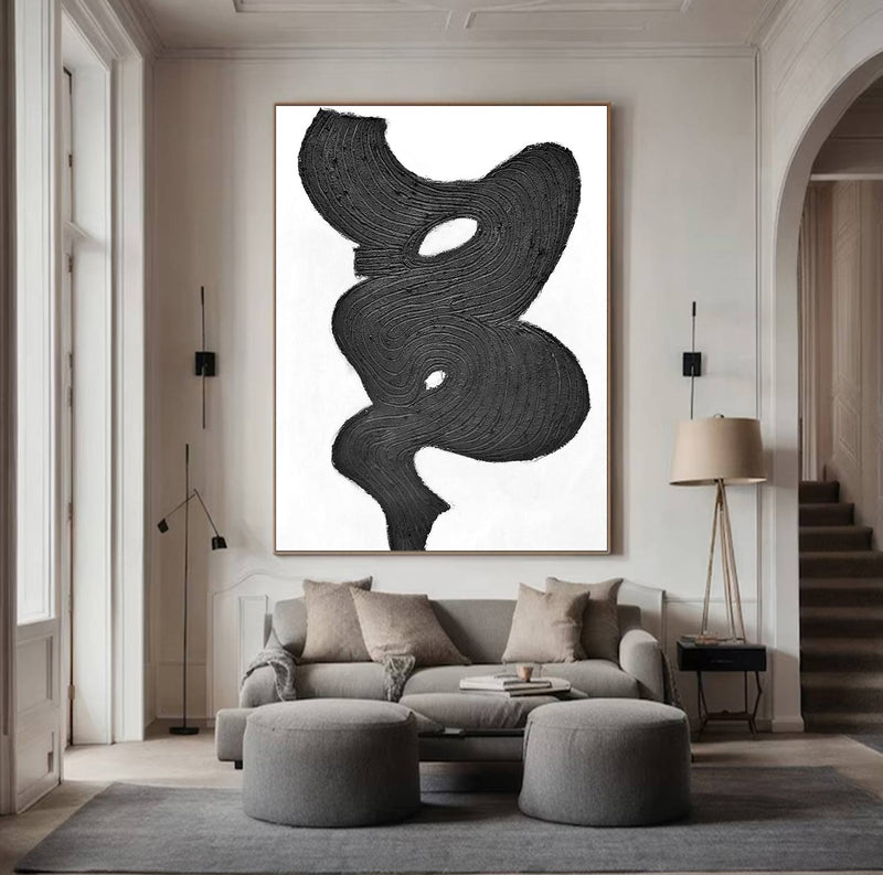 Black and white Painting Black and white wall art Black and white 3D textured wall art