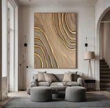 Beige Brown canvas wall art Beige Brown Minimalist Wall Art Beige Brown 3D Textured Painting