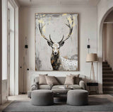 Large Animals Paintings Deer wall decor Deer Canvas Wall Art Deer Abstract Painting Deer Wall Art