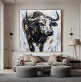 Personalized Gifts Bull Abstract Painting bull painting bull wall art animal painting Bull Wall Art 