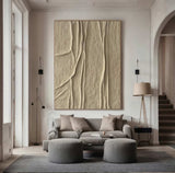 Beige canvas wall art Beige Minimalist Wall Art,Beige 3D Textured Painting,  Large Beige Textured Painting