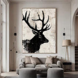 Deer wall decor Deer Canvas Wall Art Deer Abstract Painting Deer Painting