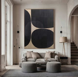 Large Black Minimalist Painting Black Minimalist wall art Black plaster art Black canvas painting