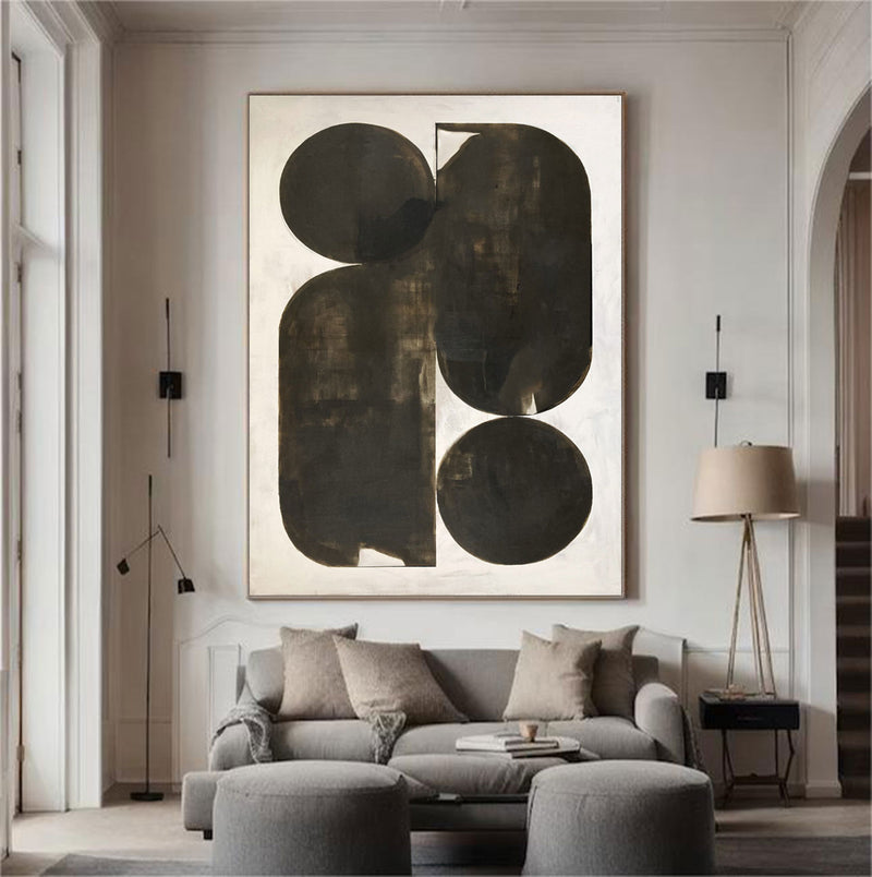 Black and Beige Minimalist Painting Black abstract Art Black Beige wall art Black Beige Painting