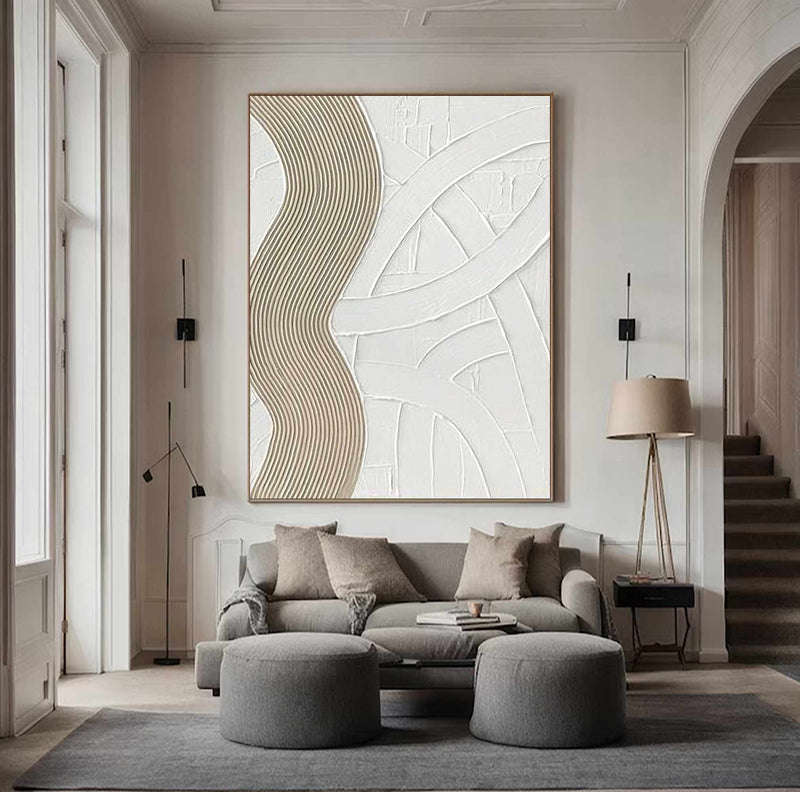 Large Beige white Wall Art Beige white Minimalist Art white Beige Canvas Art Large Beige Abstract Art