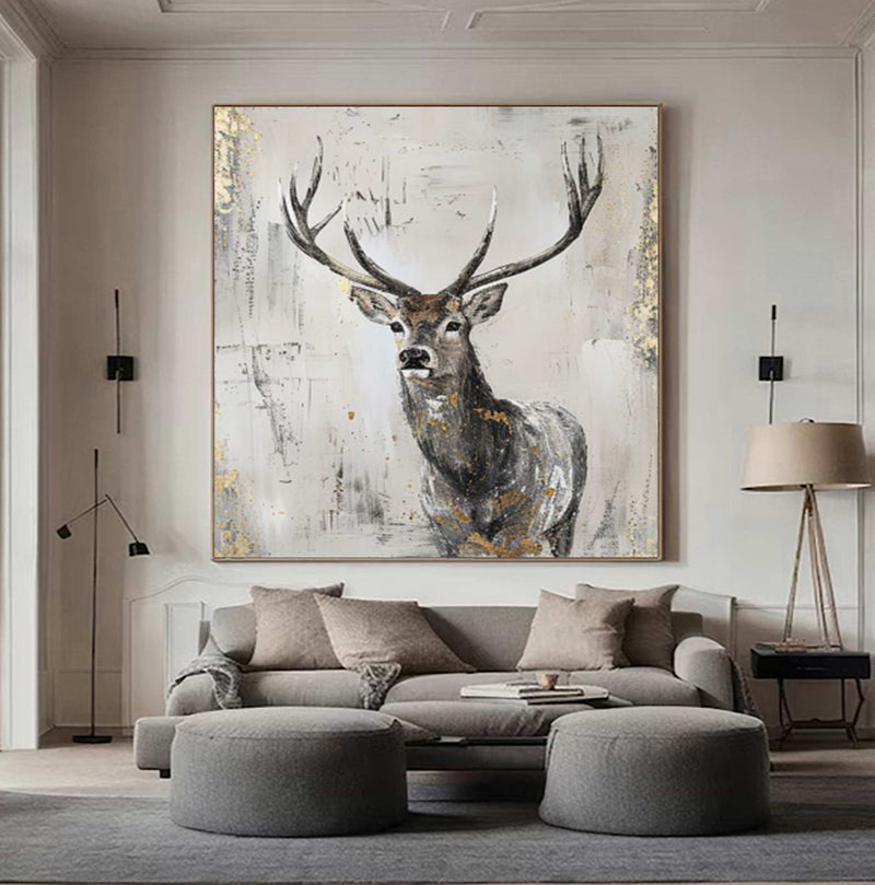 Deer wall decor Deer Canvas Wall Art Deer Abstract Painting Deer Wall Art Large Deer Artwork