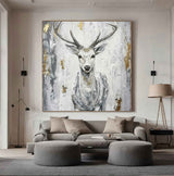 Deer wall decor Deer Canvas Wall Art Deer Abstract Painting Deer Wall Art Large Deer Artwork