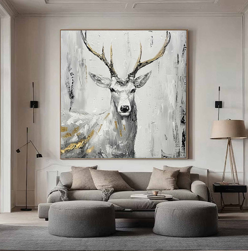 Deer wall decor Deer Canvas Wall Art Deer Abstract Painting Deer Wall Art Large Deer Artwork