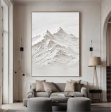 White Textured Art Large White Abstract Art White Wall Decor White 3d Wall Art Snow Mountain Art