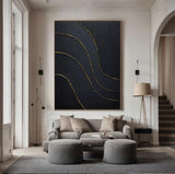 Black Wabi-Sabi Wall Art Black 3D Abstract Painting Black 3D Textured Painting Black plaster wall art