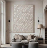 Large Beige Abstract art Beige and White canvas wall art Beige Minimalist Painting