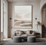 Beige canvas wall art Beige landscape painting Beige Abstract art Beige and white wall Decor Beige wall art