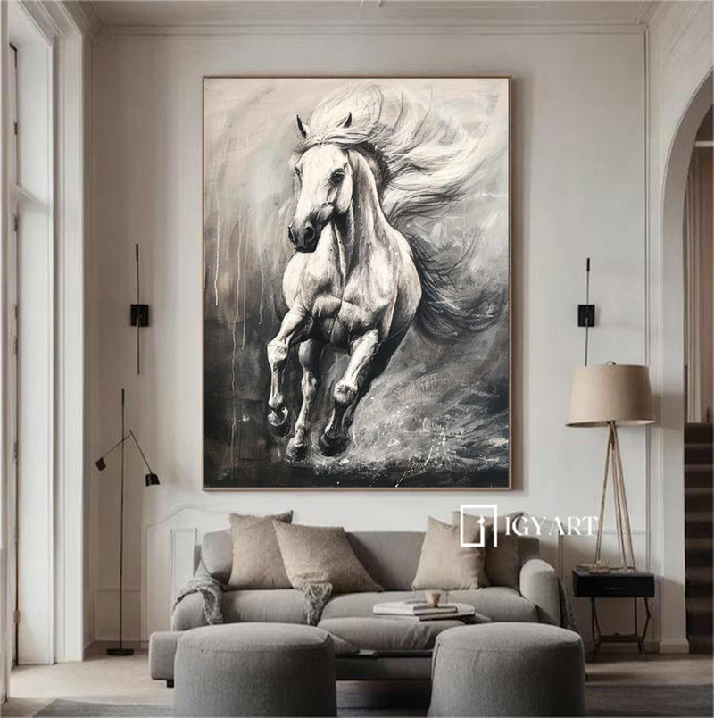 Horse Painting Animal Painting Running Horse Painting Horse Oil Painting Horse Wall Art