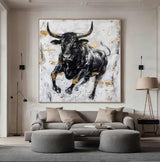 Personalized Gifts Bull Abstract Painting bull painting bull wall art animal painting Bull Wall Art 