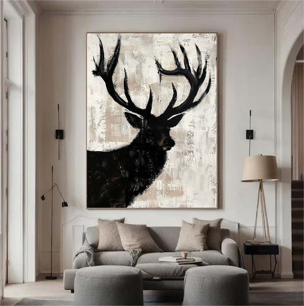 Large Animals Paintings Deer Canvas Wall Art Deer Abstract Painting Deer Wall Art