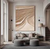 Beige Minimalist Wall Art,Beige Brown Abstract Painting,Large Beige Textured Painting