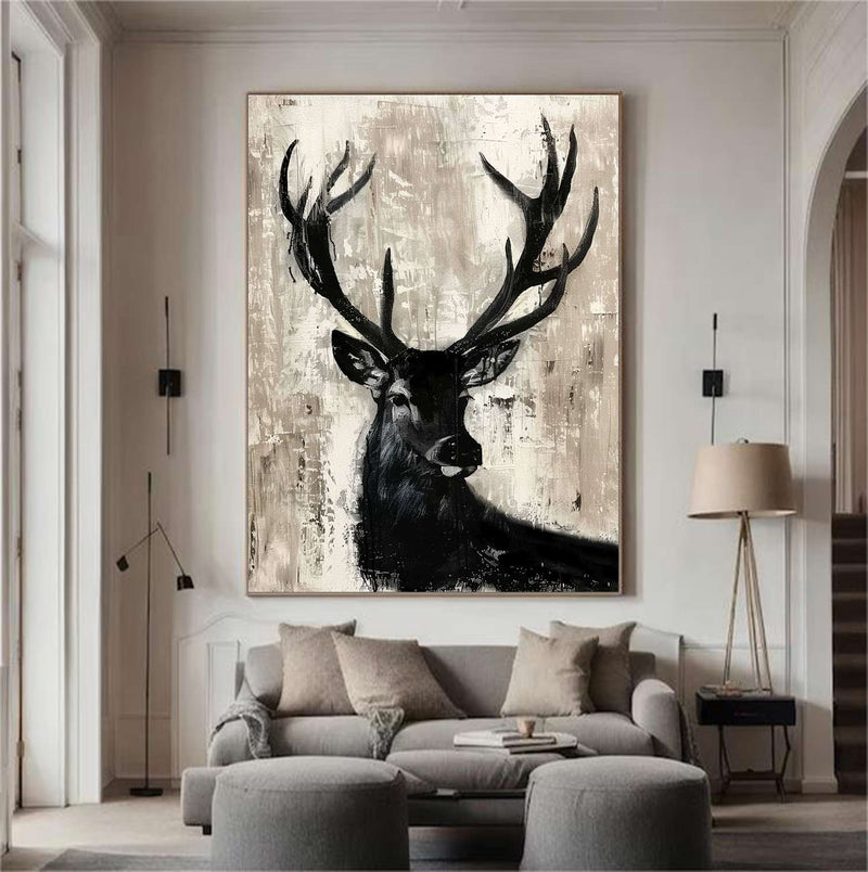 Deer wall decor Deer Canvas Wall Art Deer Abstract Painting Deer Painting