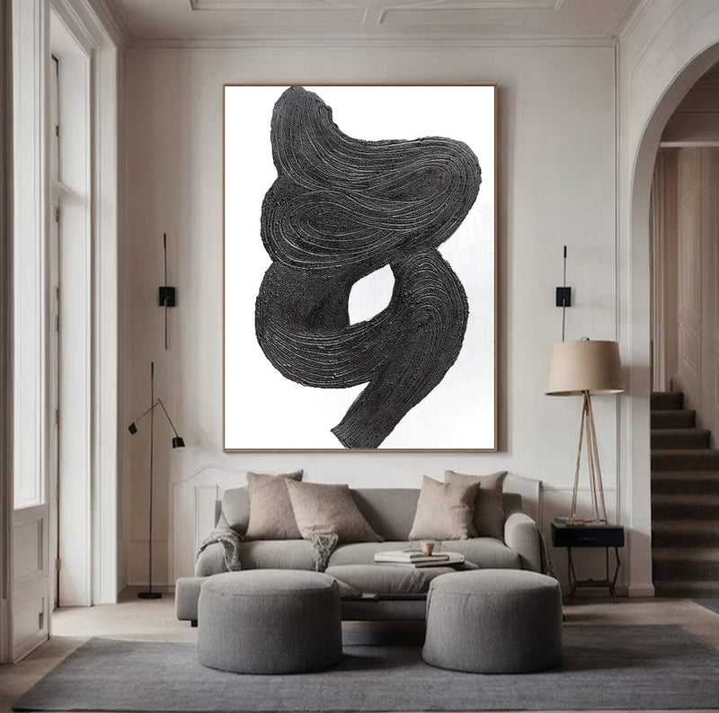 Black and white Painting Black and white wall art Black and white 3D textured wall art