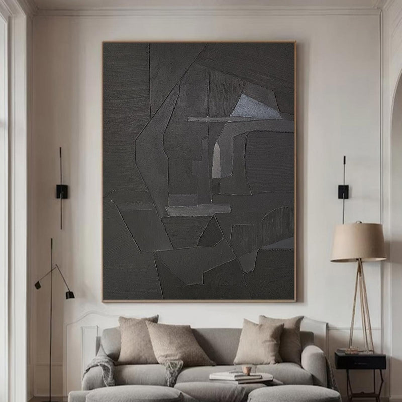 Black wall art Black textured wall art Black Arch Wall Art painting Large Black abstract wall art