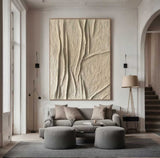 Beige canvas wall art Beige Minimalist Wall Art,Beige 3D Textured Painting,  Large Beige Textured Painting