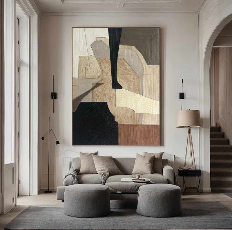 Beige and brown canvas wall art Beige and brown Minimalist Painting Beige Abstract art Beige and brown wall Decor